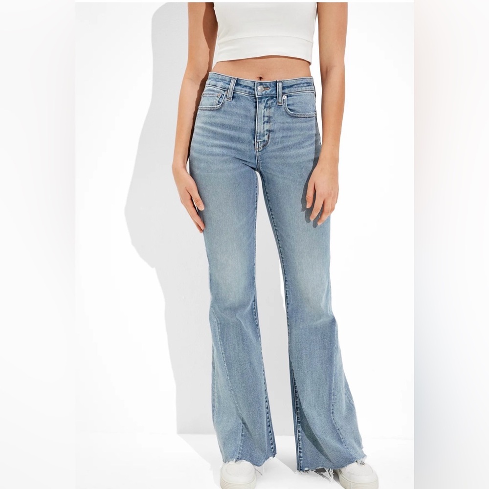AE Ne(x)t Level Festival Flare Jean Women’s Size 8 Indigo Frey Wash Blue